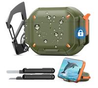 MoKo Funda para AirPods Pro 3 con Cierre y Gancho Metálico - Resistencia al Agua IP68 y Protección de Grado Militar, Funda Protectora Resistente para AirPods Pro 3.ª Gen con Kit de Limpieza, Verde