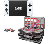 MoKo Funda para Almacenamiento de Juegos Compatible con Nintendo Switch 2/Switch OLED 2021/Lite, Organizador de 72 Tarjetas Juego 24 Tarjetas SD Impermeable Estuche, Negro & Blanco