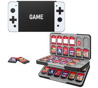 MoKo Funda para Almacenamiento de Switch Juegos Compatible con Nintendo Switch 2/Switch OLED 2021/Lite, Organizador de 48 Tarjetas Juego 24 Tarjetas SD Impermeable Estuche, Negro & Blanco