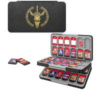 MoKo Funda para Almacenamiento de Switch Juegos Compatible con Nintendo Switch 2/Switch OLED 2021/Lite, Organizador de 48 Tarjetas Juego 24 Tarjetas SD Impermeable Estuche, Negro