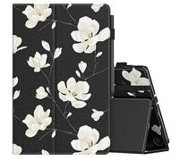 MoKo Funda para Amazon Fire MAX 11 Tablet (13ª Generación, 2023 Versión) 11" - Carcasa Delgada con Soporte Plegable para Kindle Fire 11 Tablet con Auto Activación/Reposo, Negro & Blanco Magnolia
