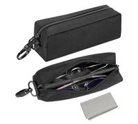 MoKo Funda para Dos Gafas de Sol, Funda Blanda para Gafas de Sol, Estuche Portátil con Cremallera y Clip de Cinturón, Organizador de Viaje para Gafas de Sol, Bolsa para Gafas de Lectura, Negro