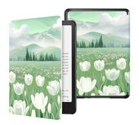MoKo Funda para el Nuevo eBook de 7" 12ª Generación 2024, Funda Protectora Ligera de PU con Auto Sueño/Estela para E-Reader de 7 Pulgadas, No Apto con TCL Remarkable Kobo, Tulipanes Exuberantes