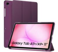 MoKo Funda para Galaxy Tab A11 Plus/A11+/A9+ 11 Pulgadas 2025/2023, Funda Inteligente Protectora con Carcasa Traslúcida de PC Duro para Galaxy Tab A11+/A9 Plus, Auto Activación/Reposo, Morado Oscuro