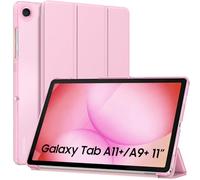MoKo Funda para Galaxy Tab A11 Plus/A11+/A9+ 11 Pulgadas 2025/2023, Funda Inteligente Protectora con Carcasa Traslúcida de PC Duro para Galaxy Tab A11+/A9 Plus, Auto Activación/Reposo, Flor Rosa