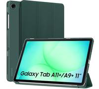 MoKo Funda para Galaxy Tab A11+ Plus/A9+ 11 Pulgadas 2025/2023, Funda Inteligente Protectora con Carcasa Traslúcida de PC Duro para Galaxy Tab A11+/A9 Plus, Auto Activación/Reposo, Verde Noche
