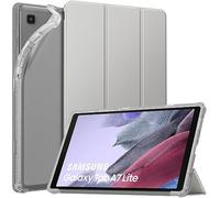 MoKo Funda para Galaxy Tab A7 Lite 8.7 2021, Carcasa Delgada Protectora TPU con Soporte Plegable Cubierta Trasera Translúcida Auto Activación/Reposo, Plata