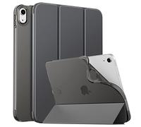 MoKo Funda para iPad 10ª Generación 2022, Carcasa para iPad 10,9 Pulgadas Delgada Protectora TPU con Soporte Plegable Cubierta Trasera Translúcida Auto Activación/Reposo, Gris Espacial