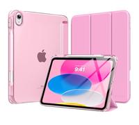 MoKo Funda para iPad 11 Pulgadas (A16) 11.ª Generación 2025, Funda iPad 10.ª Gen 10,9" 2022 con Portalápices, Funda 10 Gen Ligera y Delgada con Soporte Trifold y Cascara Traslúcida PC,Rosa