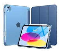 MoKo Funda para iPad 11 Pulgadas (A16) 11.ª Generación 2025, Funda iPad 10.ª Gen 10,9" 2022 con Portalápices, Funda 10 Gen Ligera y Delgada con Soporte Trifold y Cascara Traslúcida PC, Azul Marino