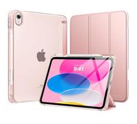 MoKo Funda para iPad 11 Pulgadas (A16) 11.ª Generación 2025, Funda iPad 10.ª Gen 10,9" 2022 con Portalápices, Funda 10 Gen Ligera y Delgada con Soporte Trifold y Cascara Traslúcida PC,Oro Rosa