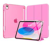 MoKo Funda para iPad 11 Pulgadas (A16) 11.ª Generación 2025, Funda iPad 10.ª Gen 10,9" 2022 con Portalápices, Funda 10 Gen Ligera y Delgada con Soporte Trifold y Cascara Traslúcida PC, Rosa peonia