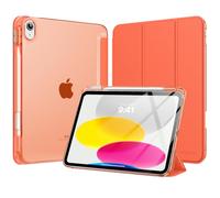 MoKo Funda para iPad 11 Pulgadas (A16) 11.ª Generación 2025, Funda iPad 10.ª Gen 10,9" 2022 con Portalápices, Funda 10 Gen Ligera y Delgada con Soporte Trifold y Cascara Traslúcida PC, Naranja