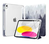 MoKo Funda para iPad 11 Pulgadas (A16) 11.ª Generación 2025, Funda iPad 10.ª Generación 10,9 Pulgadas 2022 con Portalápices, Ligera y Delgada con Soporte Trifold y Cascara Transparente PC, Bosque Gris