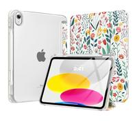 MoKo Funda para iPad 11 Pulgadas (A16) 11.ª Generación 2025, Funda iPad 10.ª Generación 10,9 Pulgadas 2022 con Portalápices, Ligera y Delgada con Soporte Trifold y Cascara Transparente PC, Flores