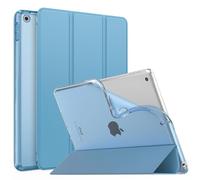 MoKo Funda para iPad 9.ª/8.ª/ 7.ª Generación 2021/2020/2019, Azul Brumoso | Trasera Capa Trifold Delgada TPU Suave Activación/Suspensión Automática Translúcida con Soporte Trifold Soporte Touch ID