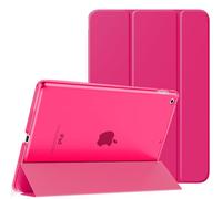 MoKo Funda para iPad 9ª Generación 2021/iPad 8ª Generación 2020/7ª Gen 2019, iPad 10.2 Case, Ultra Delgada Cubierta Soporte Plegable Estuche Inteligente Trasera Transparente, Rosa Brillante