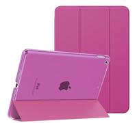 MoKo Funda para iPad 9ª Generación 2021/iPad 8ª Generación 2020/7ª Gen 2019, iPad 10.2 Case, Ultra Delgada Cubierta Soporte Plegable Estuche Inteligente Trasera Transparente, Frambuesa