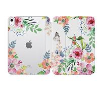 MoKo Funda para iPad (A16) 11.ª Generación 11 Pulgadas 2025/10ª Gen 10,9" 2022, iPad Carcasa Delgada Protectora TPU con Soporte Cubierta Trasera Translúcida Auto Activación/Reposo, Flores Aromáticas