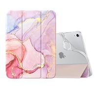 MoKo Funda para iPad (A16) 11.ª Generación 11 pulgadas 2025/10ª Gen 10,9 pulgadas 2022,iPad Carcasa Delgada Protectora TPU con Soporte Cubierta Trasera Translúcida Auto Activación/Reposo,MármolDdoRosa