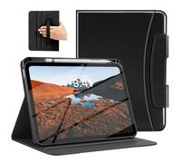 MoKo Funda para iPad (A16) 11ª Generación 11" 2025,Carcasa iPad 10ª Generación 10.9" 2022 con Portalápices y Bolsillo,Funda Folio de Cuero con Soporte,Múltiples Ángulos de Visión, Negro