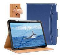 MoKo Funda para iPad (A16) 11ª Generación 11" 2025,Carcasa iPad 10ª Generación 10.9" 2022 con Portalápices y Bolsillo,Funda Folio de Cuero con Soporte,Múltiples Ángulos de Visión, Azul Marino