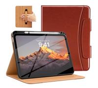 MoKo Funda para iPad (A16) 11ª Generación 11" 2025,Carcasa iPad 10ª Generación 10.9" 2022 con Portalápices y Bolsillo,Funda Folio de Cuero con Soporte,Múltiples Ángulos de Visión, Marrón Rojizo