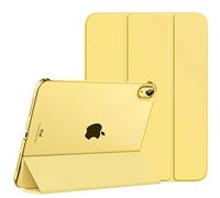 MoKo Funda para iPad (A16) 11ª Generación 2025 11 Pulgadas, iPad 10ª Generación 2022 10,9 Pulgadas Carcasa Trasera Translúcida Cubierta Delgada de PC con Soporte Plegable, Amarillo Claro
