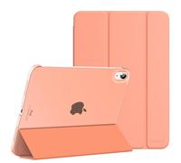 MoKo Funda para iPad (A16) 11ª Generación 2025 11 Pulgadas, iPad 10ª Generación 2022 10,9 Pulgadas Carcasa Trasera Translúcida Cubierta Delgada de PC con Soporte Plegable, Albaricoque Naranja