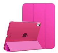 MoKo Funda para iPad (A16) 11ª Generación 2025 11 Pulgadas, iPad 10ª Generación 2022 10,9 Pulgadas Carcasa Trasera Translúcida Cubierta Delgada de PC con Soporte Plegable, Pitaya Roja