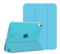 MoKo Funda para iPad (A16) 11ª Generación 2025 11 Pulgadas, iPad 10ª Generación 2022 10,9 Pulgadas Carcasa Trasera Translúcida Cubierta Delgada de PC con Soporte Plegable, Azur