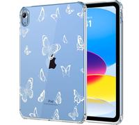 MoKo Funda para iPad (A16) 11ª Generación 2025 11 Pulgadas, iPad 10ª Generación 2022 10,9 Pulgadas de TPU Suave y Ligero, Cubierta Ultra Transparente Antichoque para Tableta, Mariposa Blanca