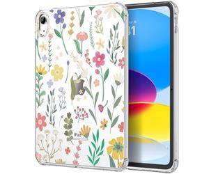 MoKo Funda para iPad (A16) 11ª Generación 2025 11 Pulgadas, iPad 10ª Generación 2022 10,9 Pulgadas de TPU Suave y Ligero, Cubierta Ultra Transparente Antichoque para Tableta, Flor Clara