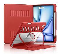 MoKo Funda para iPad Air 11 (M3 2025 / M2 2024) iPad Air 4 y 5 10.9 Pulgadas (2020/2022) con Portalápices, [Soporte Magnético de 10 Ángulos] Carcasa Trasera Clara Protectora Antichoque, Rojo