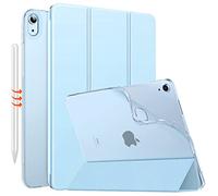 MoKo Funda para iPad Air 11 Pulgadas 7ª/6ª Generación, M3/M2 2025/2024, iPad Air 5ª/4ª Gen 10,9" 2022/2020, Funda Trasera Translúcida Esmerilada TPU Blando, Auto Activación/Reposo,Azul Claro