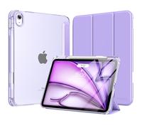 MoKo Funda para iPad Air 11 Pulgadas M3/M2 2025/2024, iPad Air 5.ª/4.ª Gen 10,9 Pulgadas Funda 2022/2020 con Portalápices, Ligera y Delgada con Soporte Trifold y Cascara Traslúcida PC, Lila Púrpura