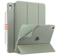 MoKo Funda para iPad Air 11 Pulgadas 7ª/6ª Generación, M3/M2 2025/2024, iPad Air 5ª/4ª Gen 10,9" 2022/2020, Funda Trasera Translúcida Esmerilada TPU Blando, Auto Activación/Reposo,Verde Salvia