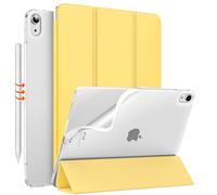 MoKo Funda para iPad Air 11 Pulgadas M4/M3/M2 2026/2025/2024, iPad Air 5ª/4ª Gen 10,9" 2022/2020, Funda Trasera Translúcida Esmerilada TPU Blando con Soporte, Auto Activación/Reposo,Amarillo Claro