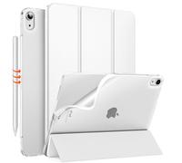 MoKo Funda para iPad Air 11 Pulgadas M4/M3/M2 2026/2025/2024, iPad Air 5ª/4ª Gen 10,9" 2022/2020, Funda Trasera Translúcida Esmerilada TPU Blando con Soporte, Auto Activación/Reposo,Blanco