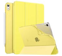 MoKo Funda para iPad Air 11 Pulgadas M4/M3/M2 2026/2025/2024, iPad Air 5ª/4ª Gen 10,9" 2022/2020, Funda Trasera Translúcida Esmerilada TPU Blando con Soporte, Auto Activación/Reposo, Limón Amarillo