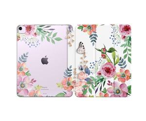 MoKo Funda para iPad Air 13 Pulgadas M3 2025/M2 2024, iPad Air 13", Funda Delgada Trasera Translúcida Esmerilado TPU Suave, Slim Smart Folio Protectora, Auto Activación/Reposo, Flores AromáticasF