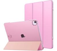 MoKo Funda para iPad Air 13 Pulgadas (M3 2025/M2 2024) / iPad Pro 12,9 (6ª/5ª Gen 2022/2021), Funda Inteligente Delgada Translúcida Esmerilada Duro PC,Soporta Lápiz Pro/2ª/USB-C, Flor Rosa