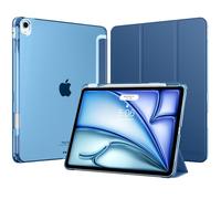 MoKo Funda para iPad Air 13 Pulgadas (M4/M3/M2) 2026/2025/2024 con Portalápices, Ligera y Delgada con Soporte Trifold y Cascara Traslúcida PC, Auto Activación/Reposo, Azul Marino