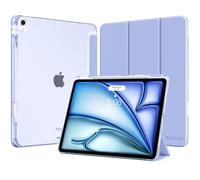 MoKo Funda para iPad Air 13 Pulgadas (M4/M3/M2) 2026/2025/2024 con Portalápices, Ligera y Delgada con Soporte Trifold y Cascara Traslúcida PC, Auto Activación/Reposo, Lavanda