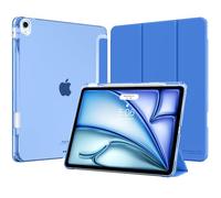 MoKo Funda para iPad Air 13 Pulgadas (M4/M3/M2) 2026/2025/2024 con Portalápices, Ligera y Delgada con Soporte Trifold y Cascara Traslúcida PC, Auto Activación/Reposo, Azul Cobalto
