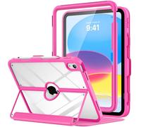 MoKo Funda para iPad de 11 Pulgadas (A16) 11ª Gen 2025 11”/10ª Gen 2022 10.9”, Pencil Holder, Protector de Pantalla, Parte Trasera Transparente, Soporte de visualización multiángulo, Rosa Persa