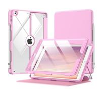 MoKo Funda para iPad de 9ª generación 2021, iPad de 8ª generación 2020, iPad de 7ª generación 2019 con Soporte para lápices, Protector de Pantalla Integrado, Parte Trasera Transparente, Soporte