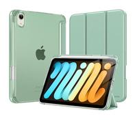 MoKo Funda para iPad Mini 7 A17 Pro 2024, iPad Mini 6.ª Gen 8,3 Pulgadas 2021 con Portalápices, Ligera y Delgada con Soporte Trifold y Cascara Traslúcida PC Duro, Auto Activación/Reposo, Verde Tequila