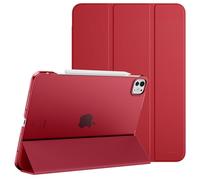 MoKo Funda para iPad Pro 11 Pulgadas M4 2024 (5ª Gen), Funda Delgada con Carcasa Trasera Traslúcida PC Duro para iPad Pro 11'' Modelo 2024 (A2836/A2837/A3006), Soporta Apple Pencil Pro, Rojo