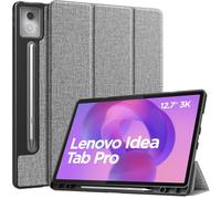 MoKo Funda para Lenovo Idea Tab Pro 12,7" 2025 con Soporte para Lápiz, Ultra-Fina Funda Plegable Auto Sueño/Estela, Protectora de Cuero PU para Lenovo Idea Tab/Xiaoxin Pad Pro, Gris